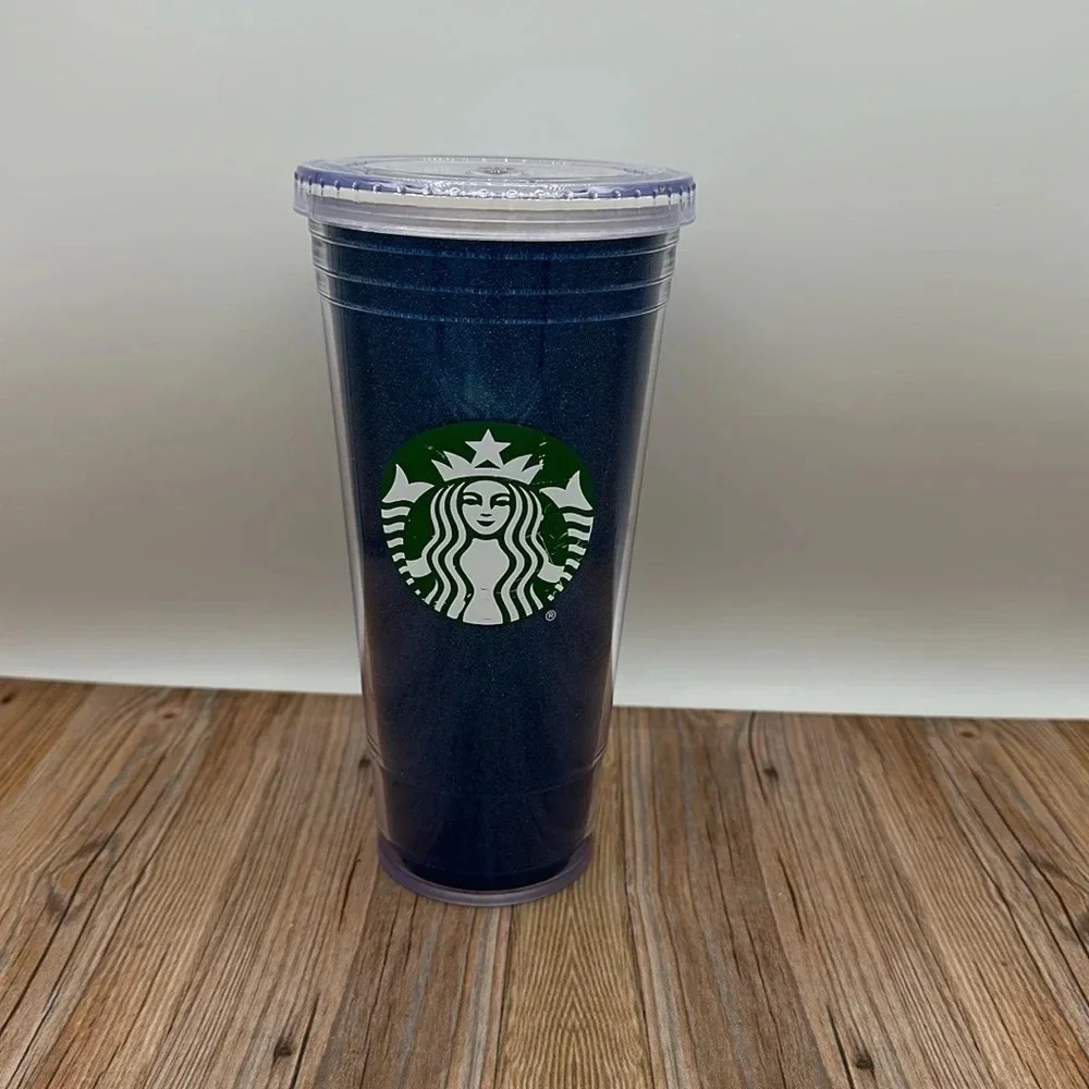 Glittery blue plastic Starbucks 20oz tumbler
